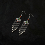 Sterling Silver Jade Tassel Earrings – Elegant Chinese Design - Image 3