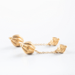 Golden Long Drop Earrings – Elegant Dangle Studs - Image 3