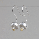 Silver Tiny Bell Flower Dangle Earrings – Delicate Floral Design - Image 3