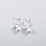 Silver Nut Dangle Hoop Earrings – Stud Design - Image 3