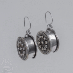 Hmong Tribal Silver Earrings – Round Dangle Design - Image 4