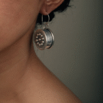 Hmong Tribal Silver Earrings – Round Dangle Design - Image 3