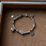 Sterling Silver Jade Beaded Bracelet – Chinese Style Charm - Image 4