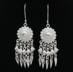 Hmong Silver Banana Flower Hook Earrings – Tribal Pikun Dagling Design - Image 3
